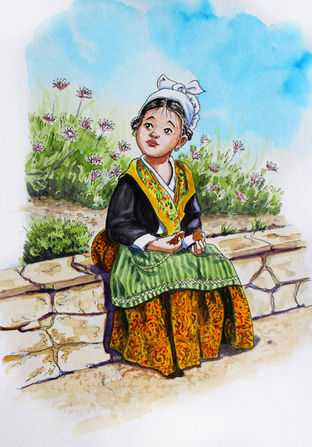 Fillette en tenue traditionnelle provençale