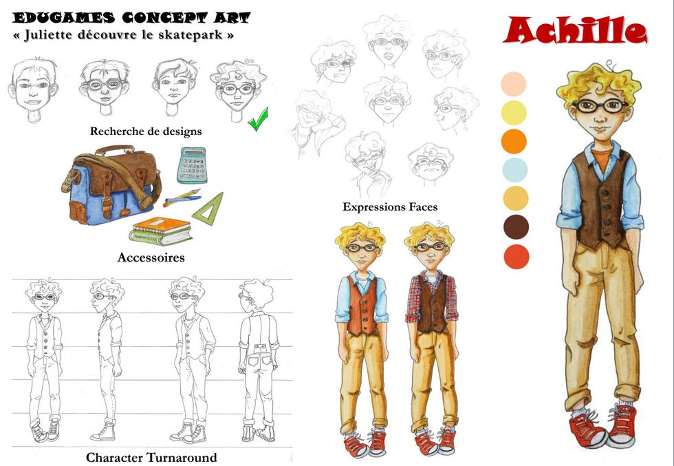 Illustration Edition jeunesse Videogame jeu interactif enfants skatepark characterdesign garçon