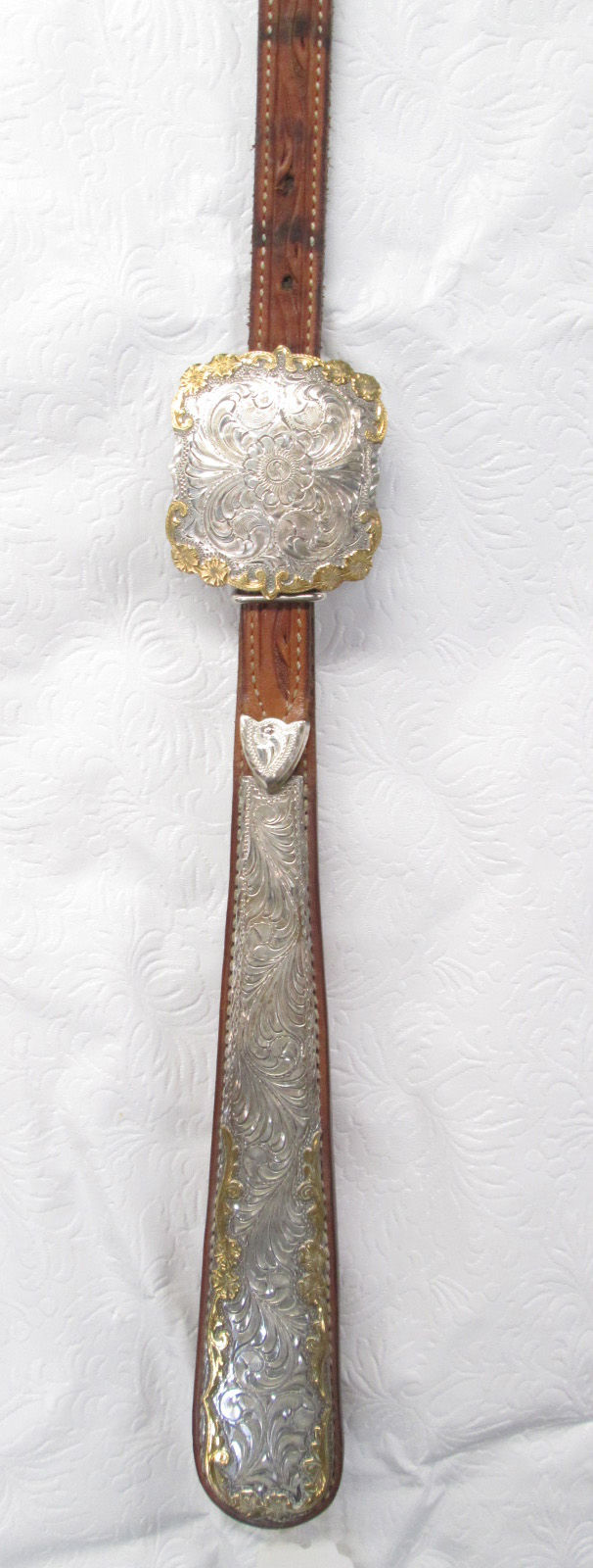 Thumbnail: Broken Horn Buckaroo style sterling overlay Headstall