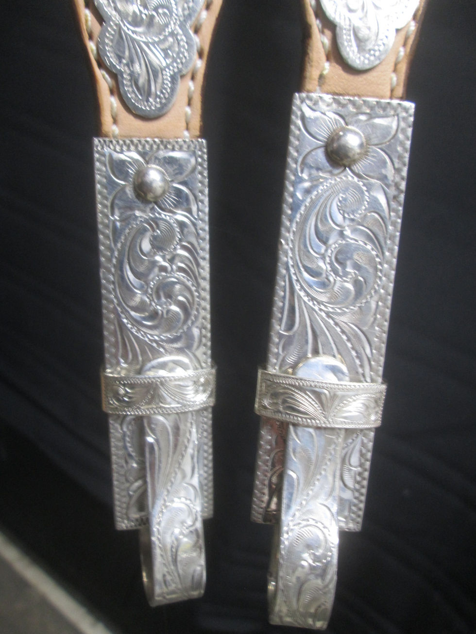 Thumbnail: New Vintage Style headstall- Vintage Kathys' Sterling Overlay Buckles