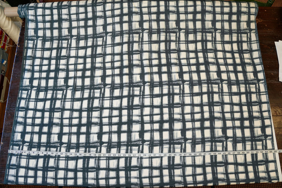 Thumbnail: full width of polyester plaid in black and ivory