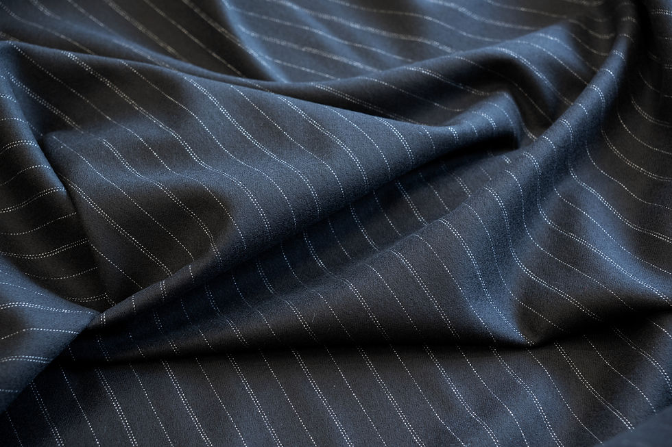 Thumbnail: 100% Wool- Black Italian Flannel Double Pinstripe from Ralph Lauren-60" wide