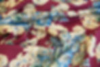 vintage rayon challis fabric swirled in burgundy and green