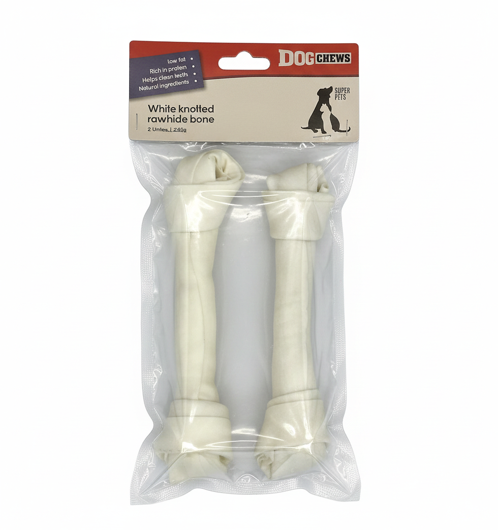 עצמות קשר לבנות לכלבים – 25 ס"מ | 240 גרם | זוג יחידות
