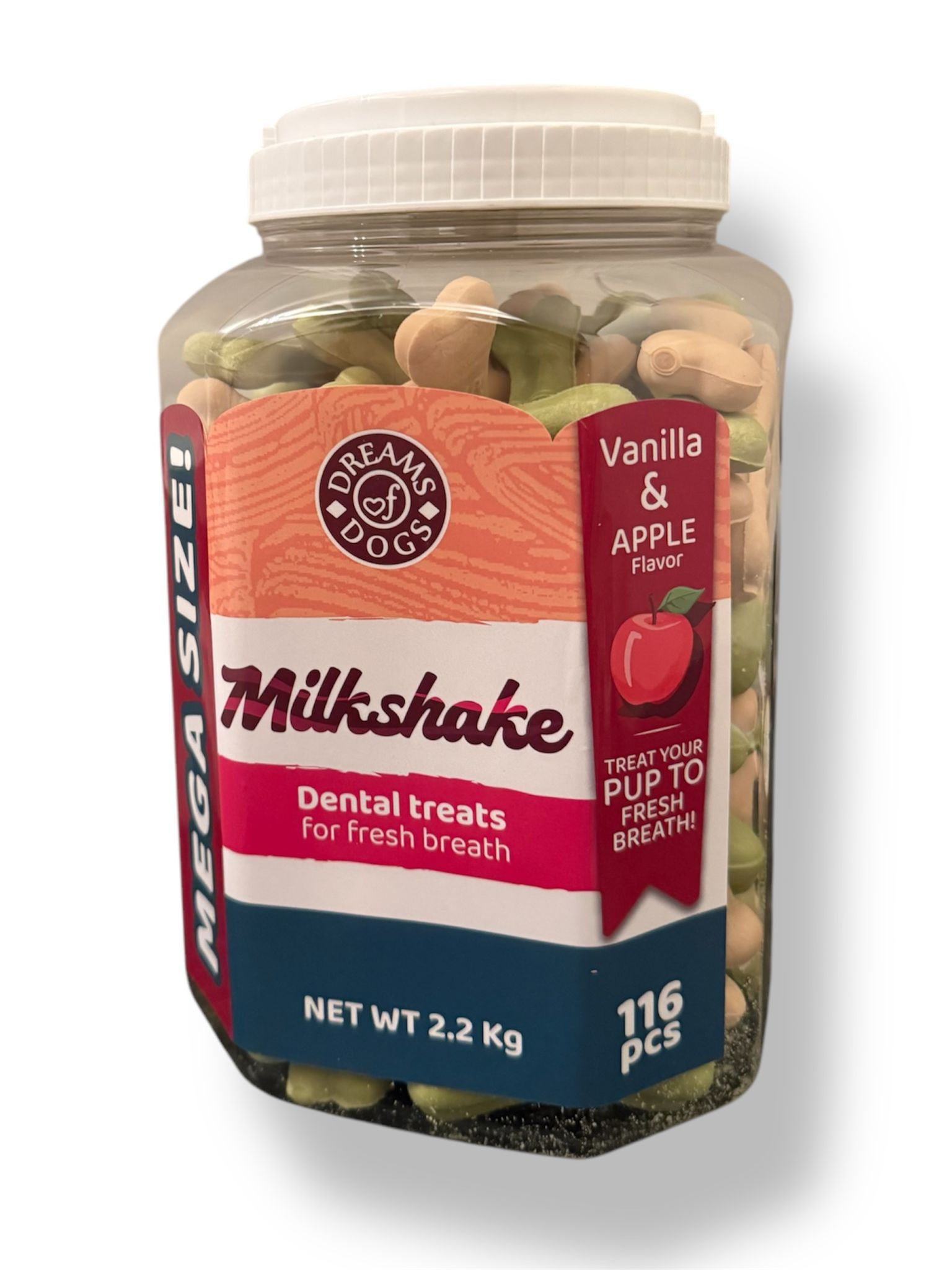 חטיף עצם דנטלי מילקשייק וניל תפוח | Dreams of Dogs Dental Treat Mil