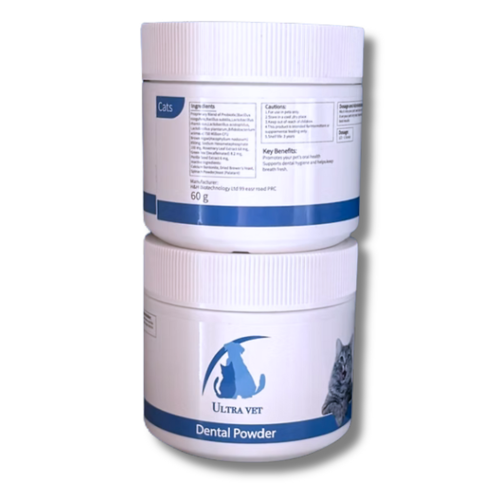 תמונה ממוזערת: Ultra Vet Dental Powder – אבקה דנטלית לחתולים 60 גרם לשמירה על היגיינת הפה