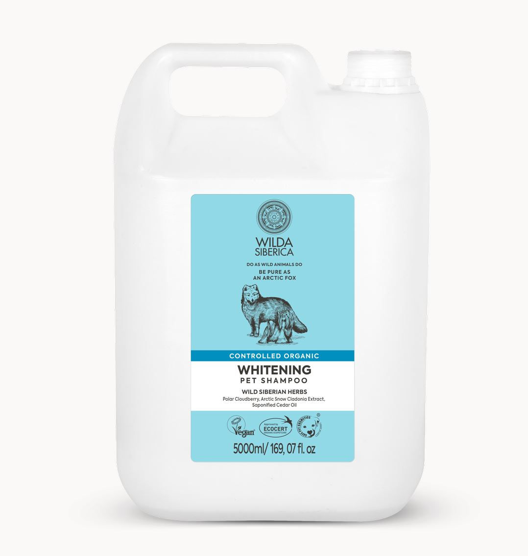 שמפו לפרווה לבנה אורגני 5 ליטר WILDA SIBERICA WHITENING PET SHAMPOO 5L