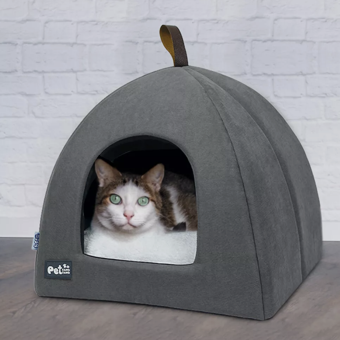 מיטת אוהל מפנקת עם כרית מרופדת לחתולים וכלבים קטנים – סופר פטס
