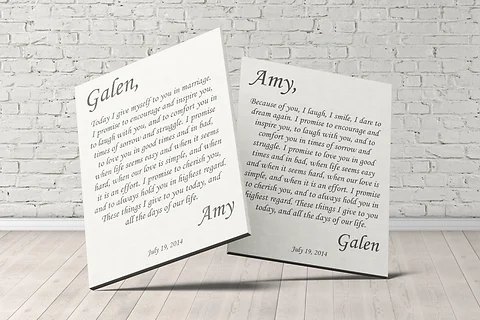 Personalized Wedding Vows Printed On Canvas Custom Size Fonts Colors