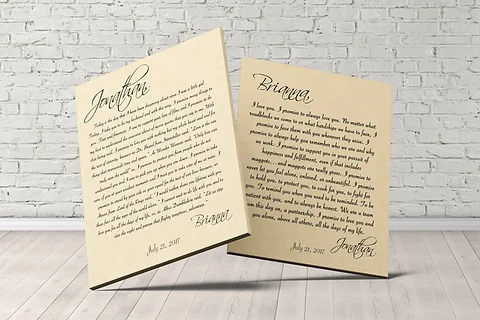 Personalized Wedding Vows Printed On Canvas Custom Size Fonts Colors