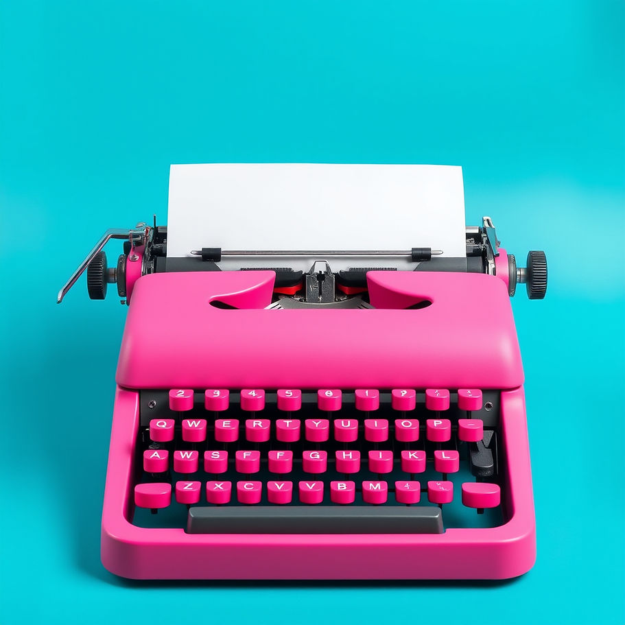 hot pink typewriter turquoise background white paper.jpg