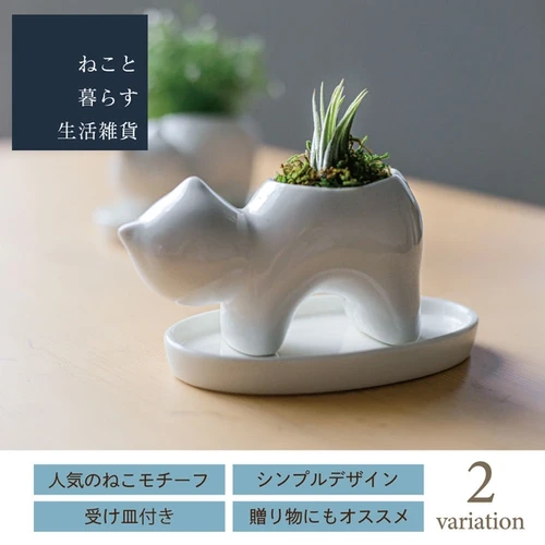 ねこの植木鉢(受け皿付) | Poppen-Poppin