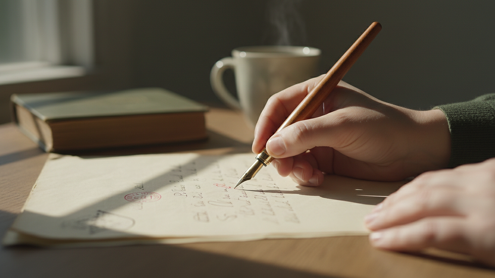 Close-up view of a person editing a manuscript with a pen