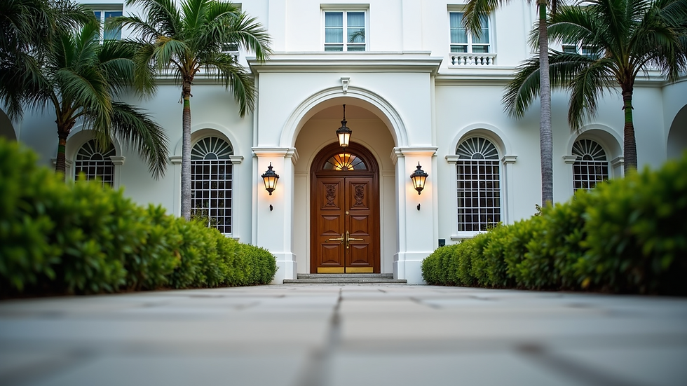 Eye-level view of Coral Gables courthouse entrance