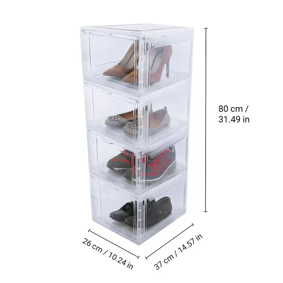 Miniatura: AG Box, Set de 4 Cajas de Zapatos Apilables Premium, Transparente