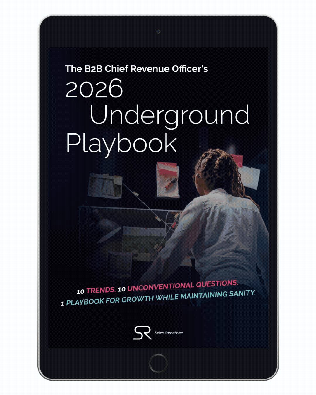 A scrolling GIF of the contents of the The B2B Chief Revenue Officer's 2026 Underground Playbook PDF.