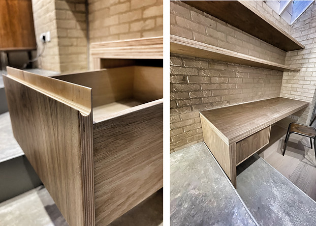 Oak vaneered desk with drawer detail.jpg