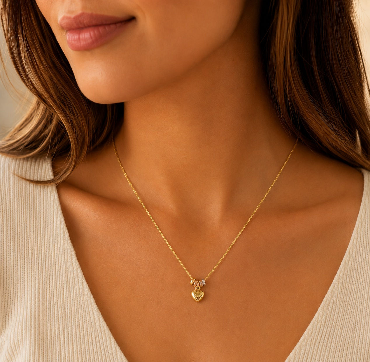 L3 Collar corazones 10K 45 cms 1.4g