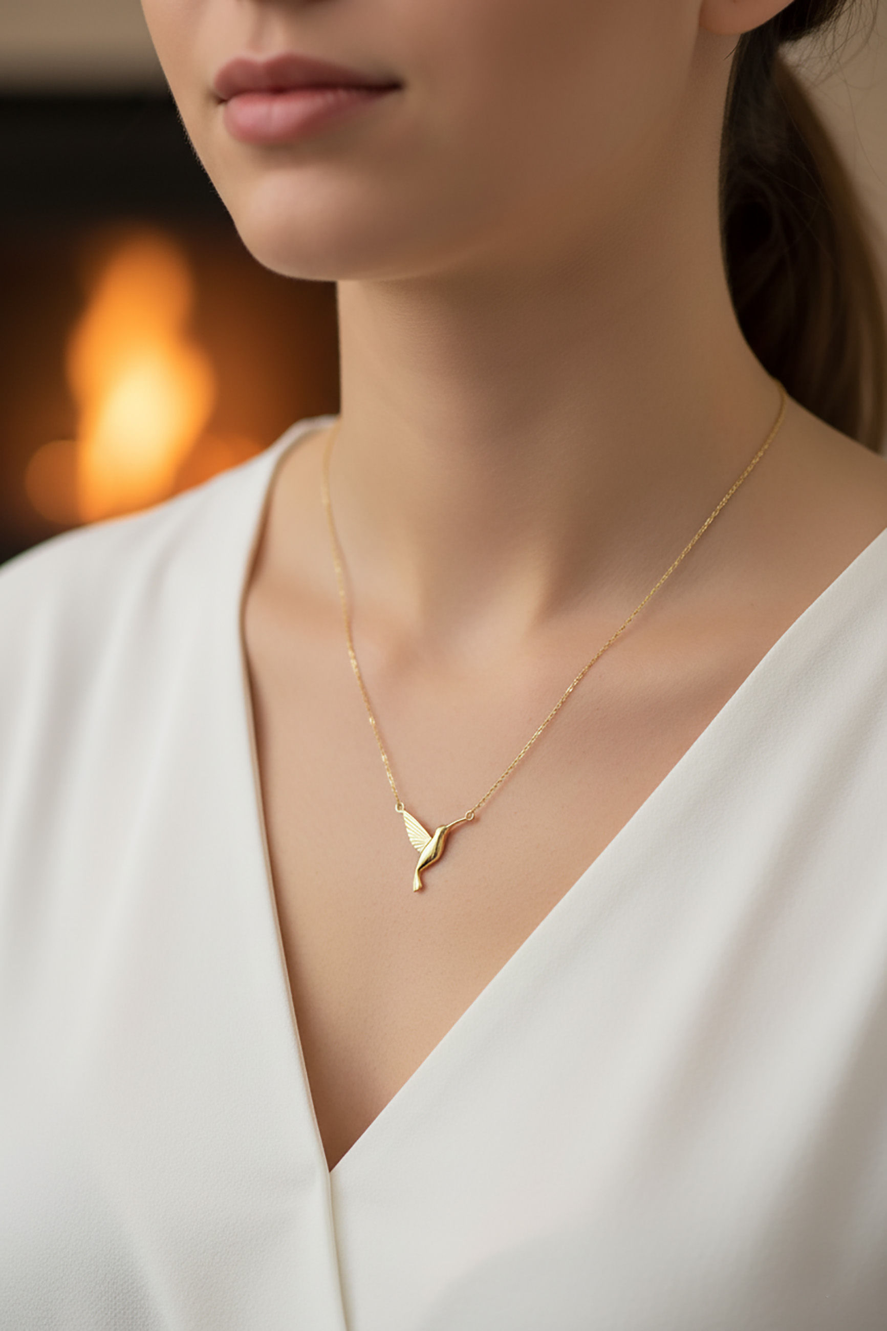 L6 Collar Colibri liso Oro10K - 45 cm - 2.1 g