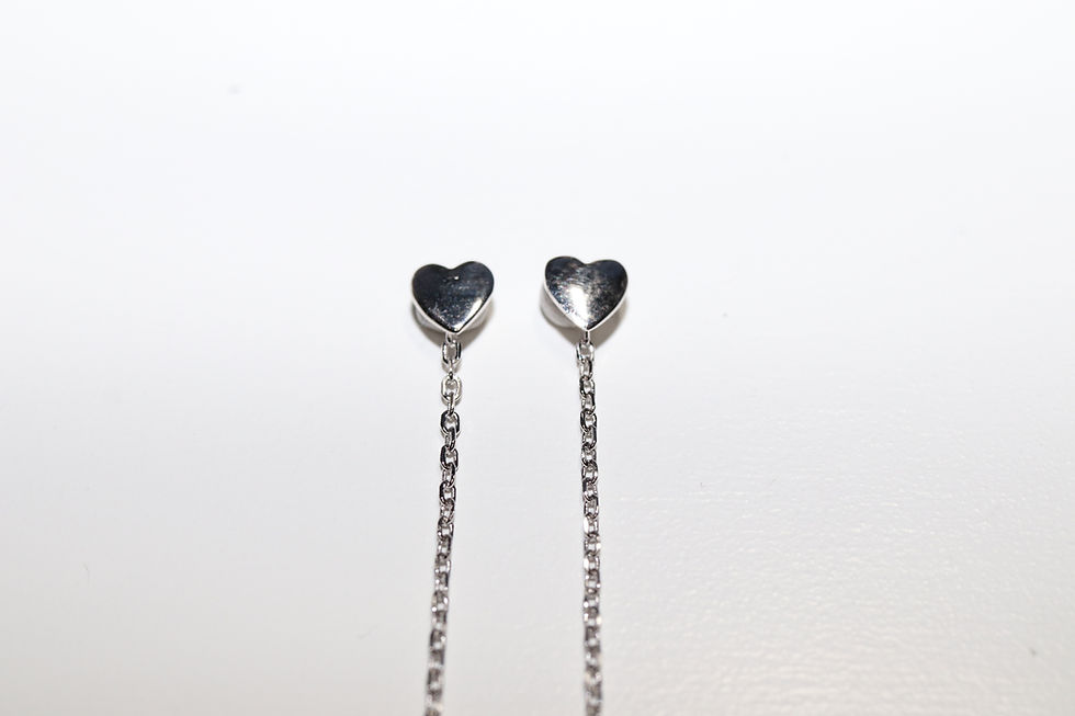 Miniatura: EB01020 Aretes Largos corazón Plata .925 baño Rodio
