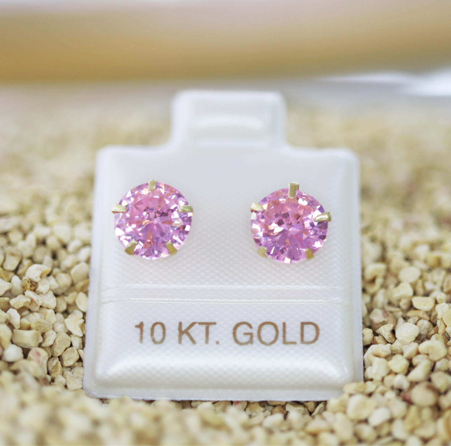 BOL07RS Broquel Oro 10k zirconia Rosa