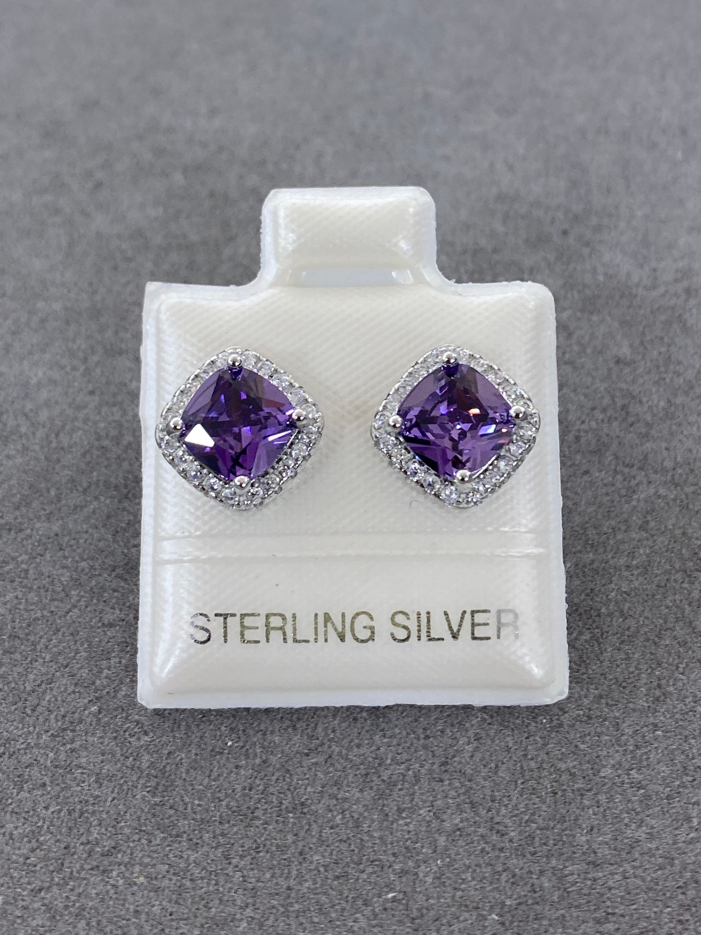 SE0525.22 Arete Plata 925 baño Rodio Zirconia Morada
