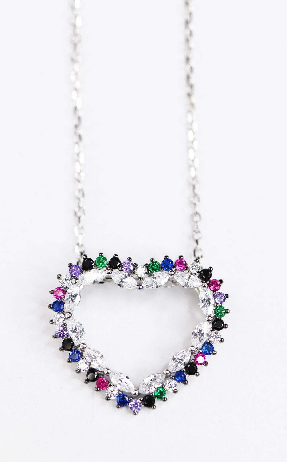 Miniatura: ST043 Dije con Cadena Corazón - Plata .925 con Baño de Rodio y Zirconias