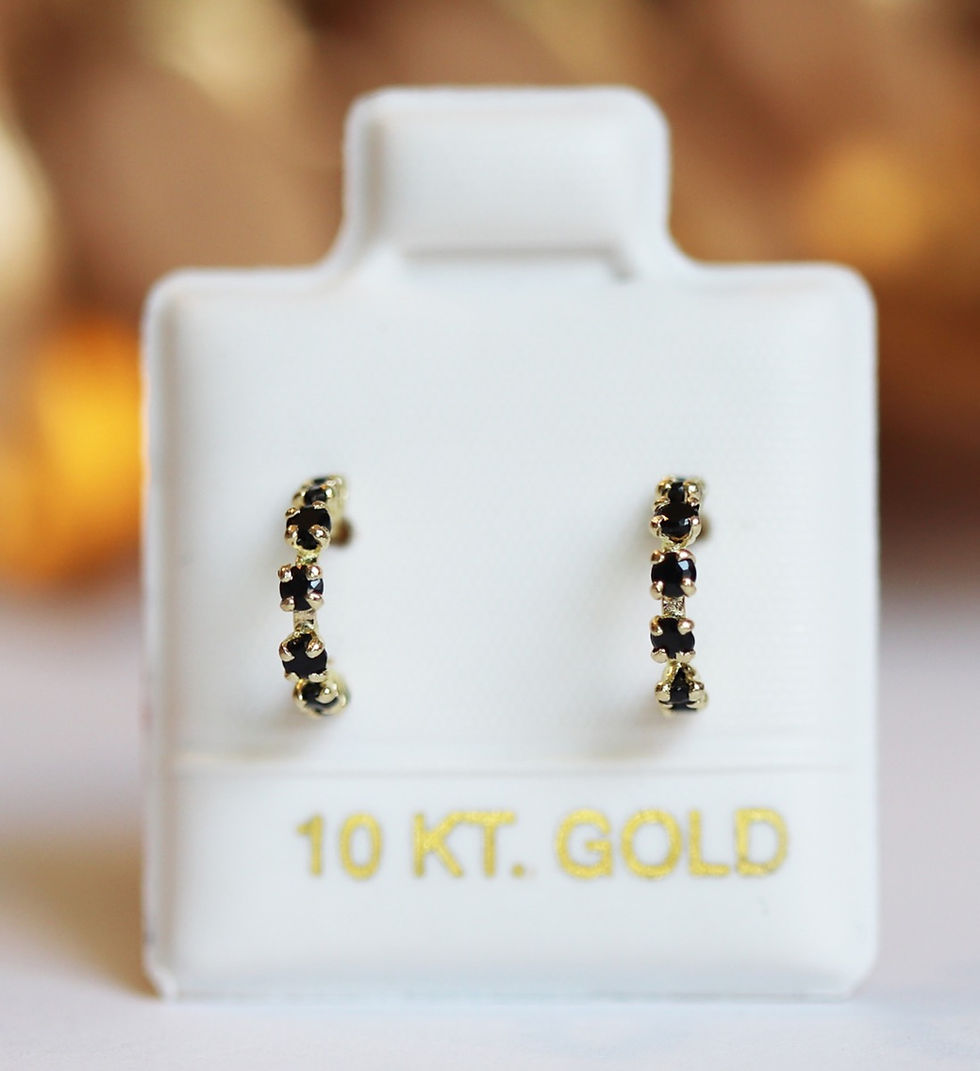 Miniatura: BOC190N Broquel Oro 10K Coqueta mini Zirconias Negras