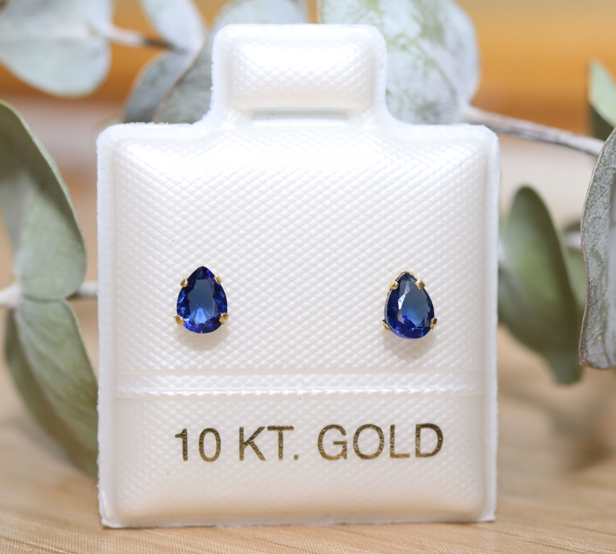 BOC524AZM Broquel Oro 10K Montadura Gotita Mini Azul Marino