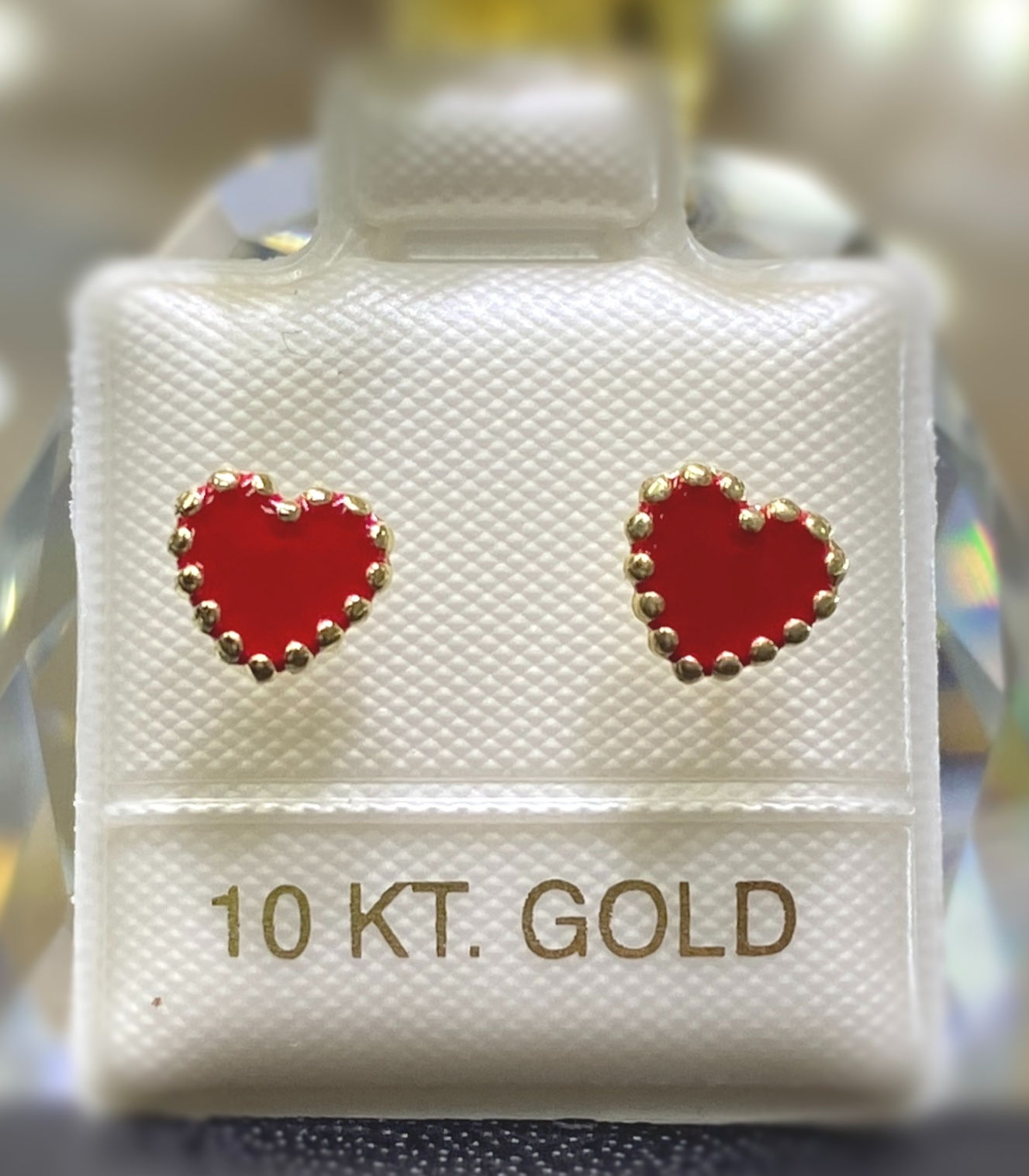 BOC480RJ Broquel Oro 10k corazon ch esmaltado rojo