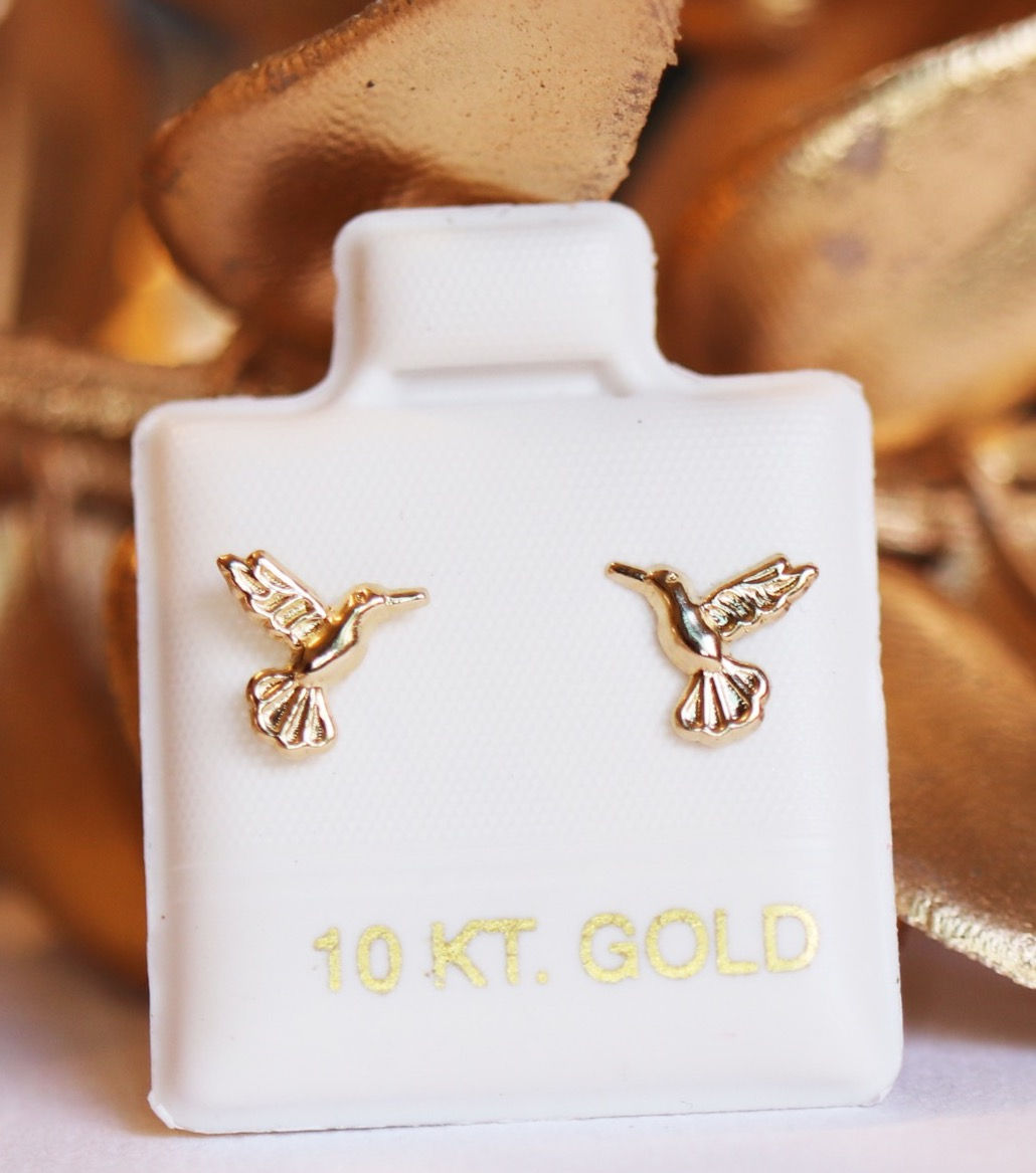 BOC297 Broquel Oro 10K Mini Colibri