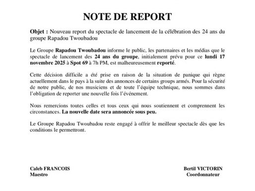 Rapadou Twoubadou reporte encore son concert d'anniversaire