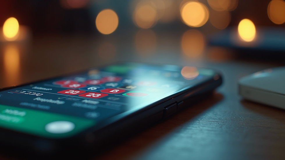 Close-up view of a smartphone displaying an online gambling app