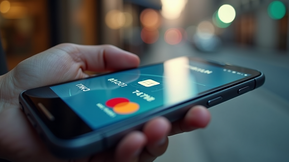 High angle view of a secure payment interface on a mobile device