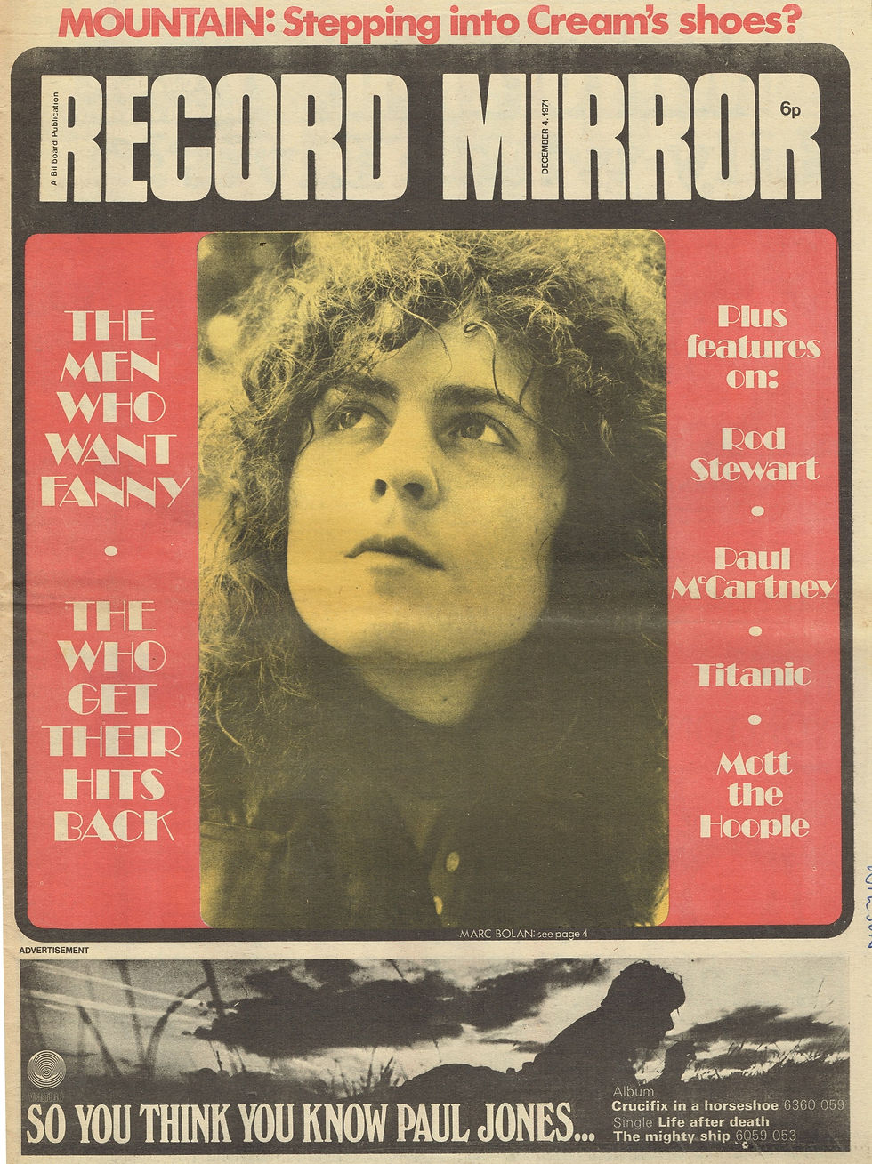 T. Rex (December 4, 1971) "T. Rex Banned from Royal Albert Hall" - Record Mirror