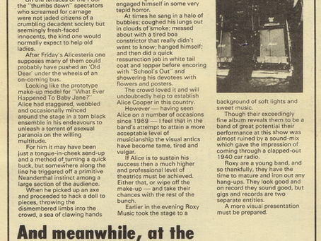 Alice Cooper Group (July 8, 1972) "Mad Alice in Wembleyland" – NME Major Feature