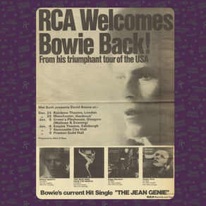 RCA Welcomes Bowie Back Advert : 1972