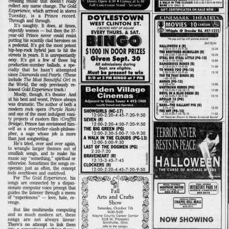 Prince (September 30, 1995) – “‘The Gold Experience’ Reigns” Review – Akron Beacon Journal