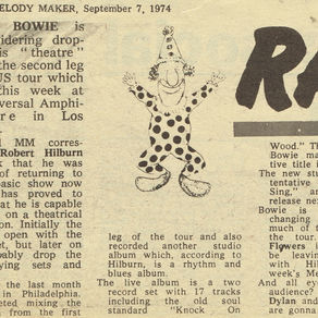 David Bowie: "Donovan Covers Bowie" Article (1974)