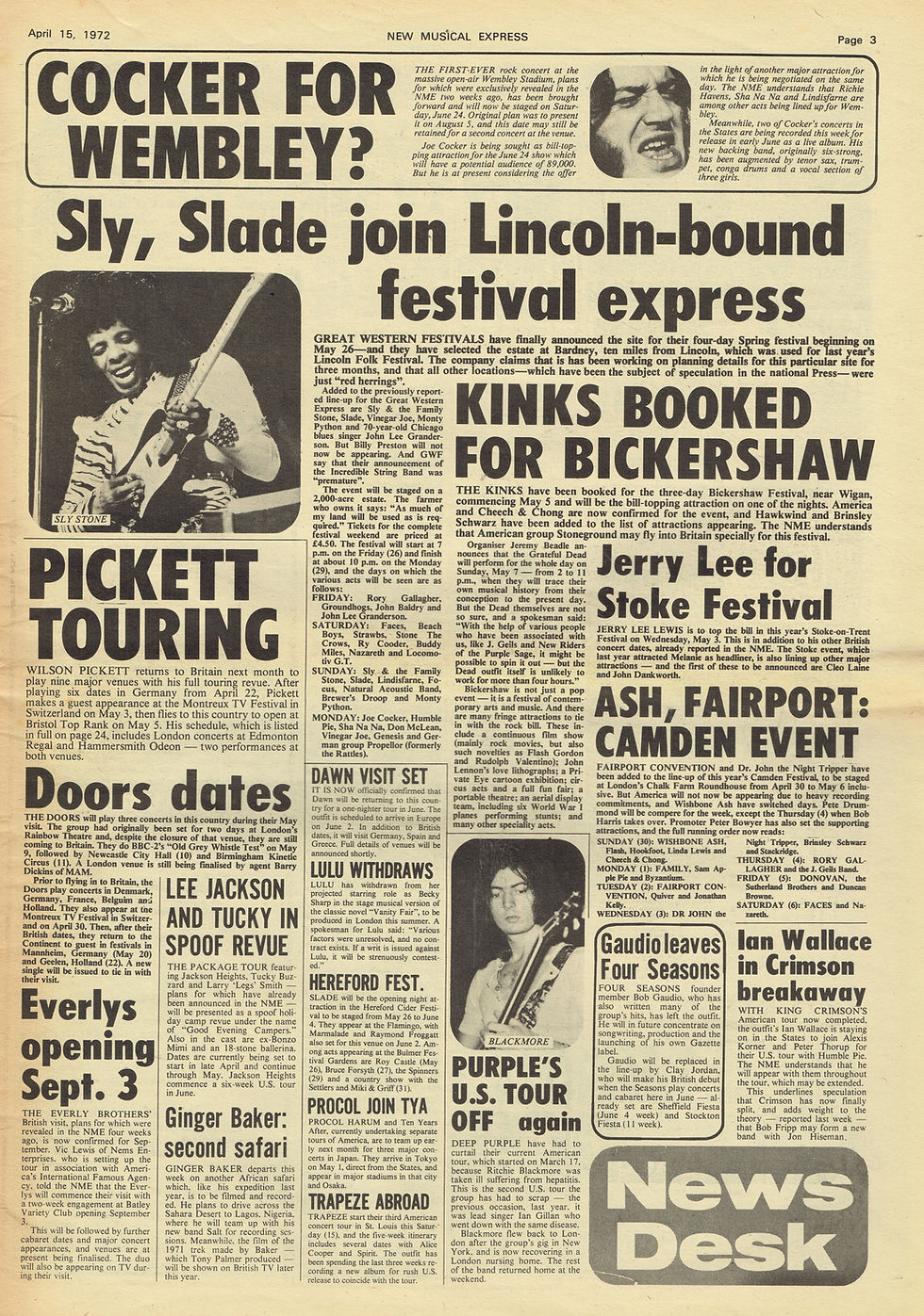 📰 Festival Express – News Page: Apr. 1972