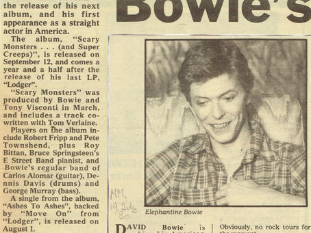 David Bowie: "Scary Monsters is Bowie's Newie" Article (1980)