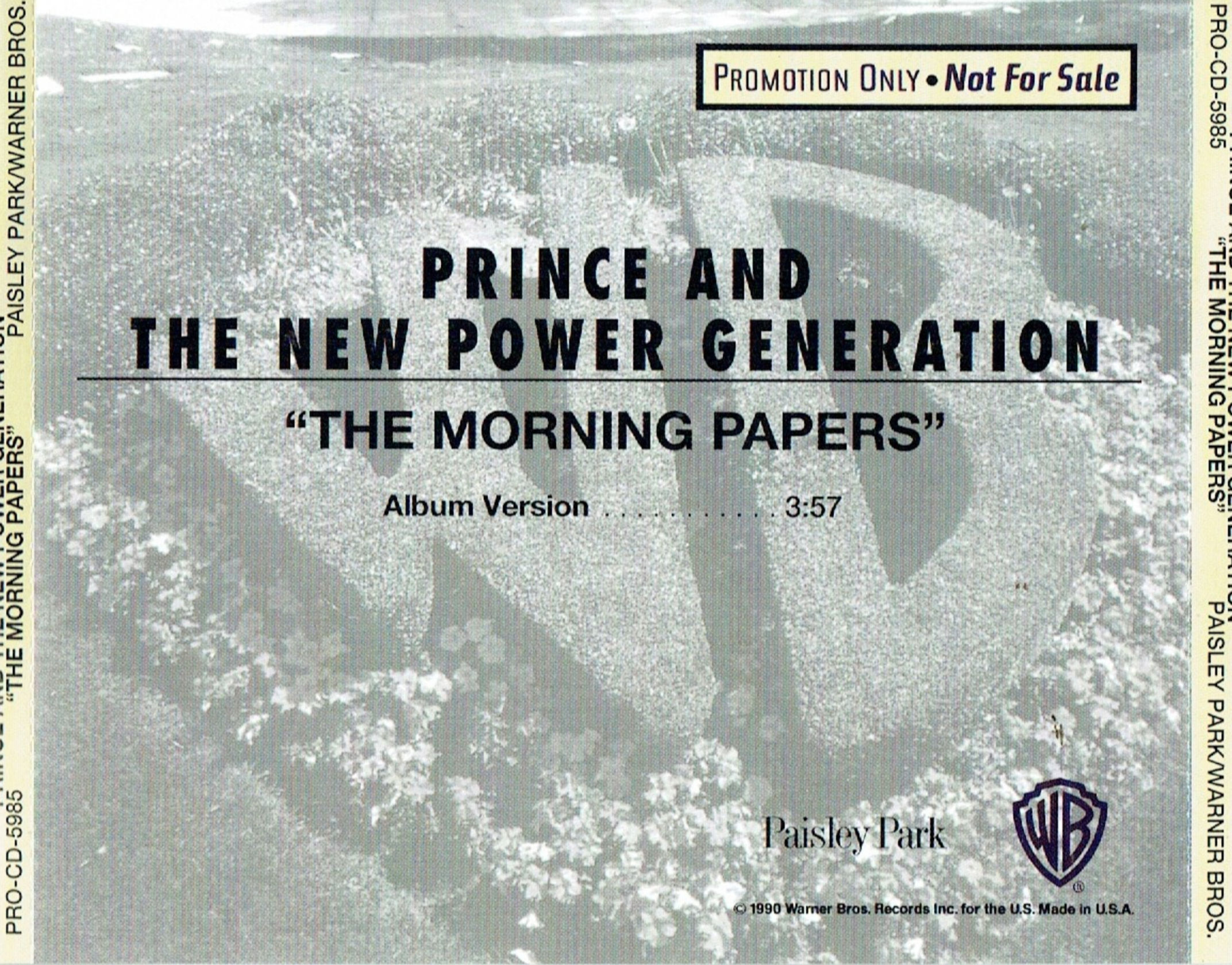 The Morning Papers CD Single Promo US Prince