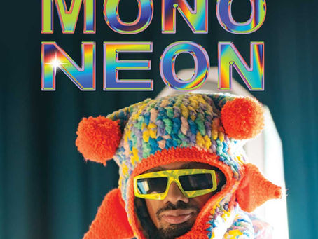MonoNeon, Adrian Crutchfield, and Kirk A. Johnson photographed in vibrant colours with instruments, representing the Paisley Park band behind “Ruff Enuff.”