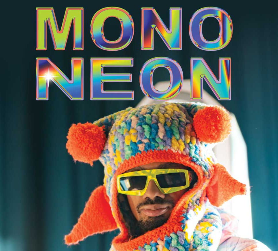 MonoNeon, Adrian Crutchfield, and Kirk A. Johnson photographed in vibrant colours with instruments, representing the Paisley Park band behind “Ruff Enuff.”