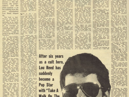 Lou Reed (June 9, 1973) “After six years as a cult hero"– Melody Maker (UK)