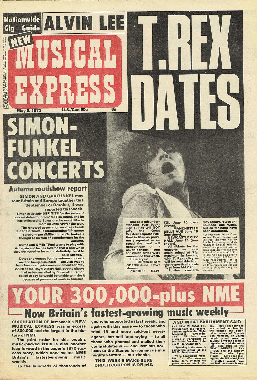 NME (6 May 1972) Front Cover – T. Rex Dates & More