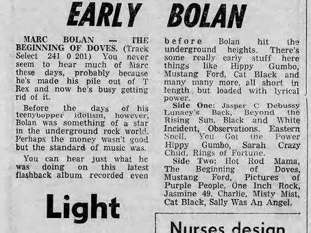 Marc Bolan (August 15, 1974) “Early Bolan” Album Feature – The Courier