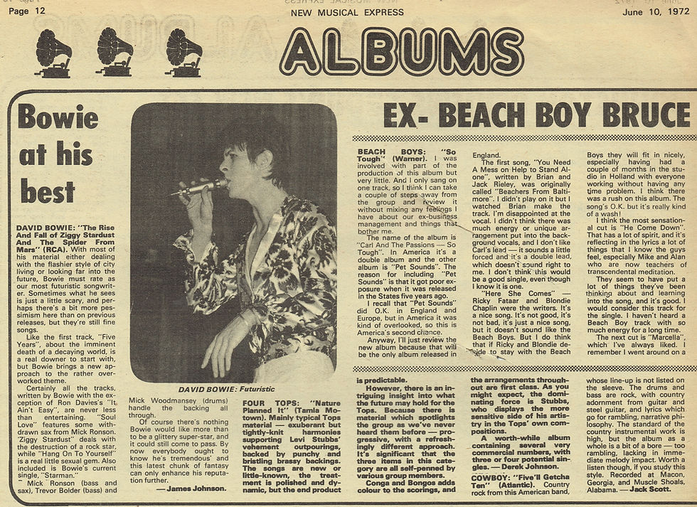 David Bowie (June 10, 1972) “Bowie at his best” – Album Review – NME (UK)