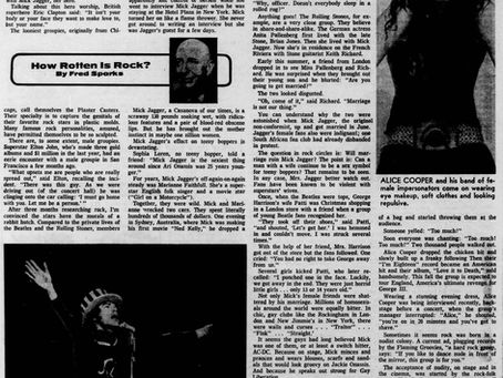 Alice Cooper (September 29, 1971) – “Rock Stars Are World's Wildest Swingers” Feature - Philadelphia Daily News
