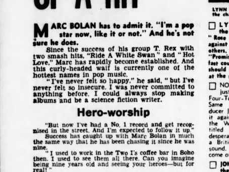 📰 Marc Bolan – Music News Piece – Apr. 1971